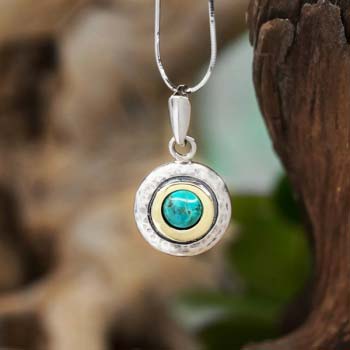 Серебряное колье с бирюзой и золотом MVN1408GTQ