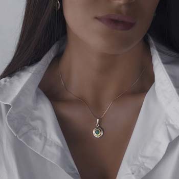 Серебряное колье с бирюзой и золотом MVN1408GTQ