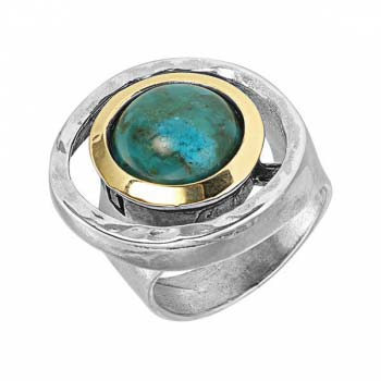 Серебряное кольцо с бирюзой и золотом MVR1223GTQ