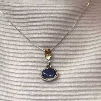 Серебряное колье с кианитом, куб.цирконом и золотом MVN1200GKT