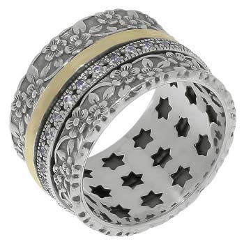 Серебряное кольцо с куб.цирконом и золотом SNR4421GCZ