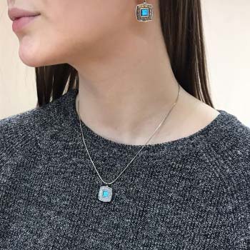 Серебряное колье с опалом иск. 01N612OP